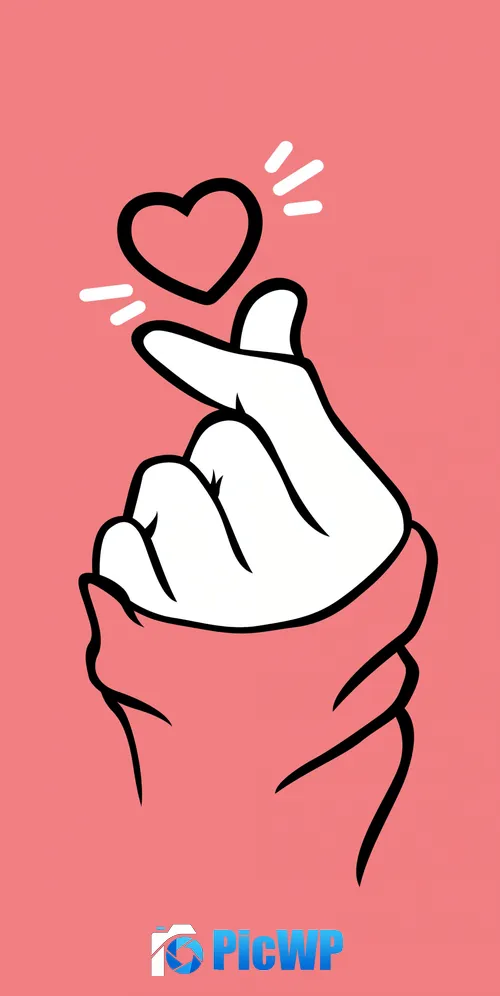 Finger heart Pastel pink 3K Mobile Wallpaper