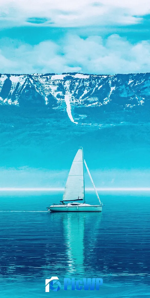 Sailing boat Mountains 3K Mobile Wallpaper