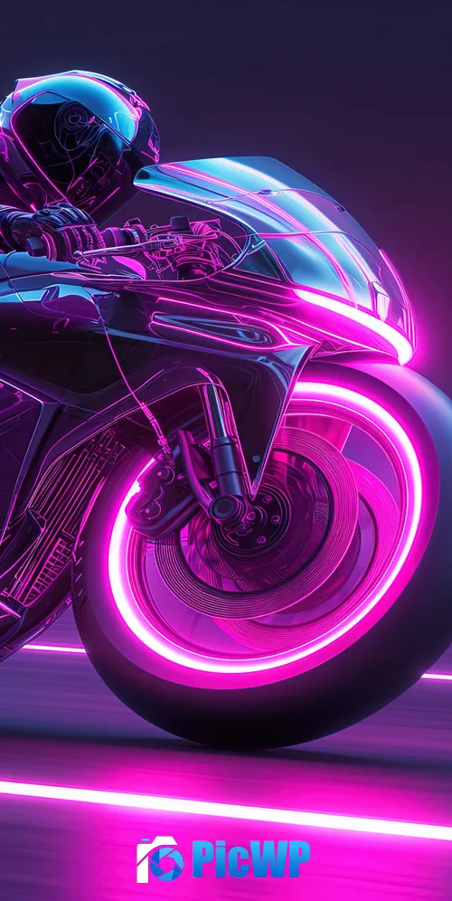 Racing Neon Motorcycle 3K Mobile Wallpaper