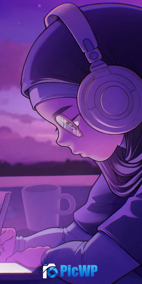 Lofi girl Listening music 3K Mobile Wallpaper