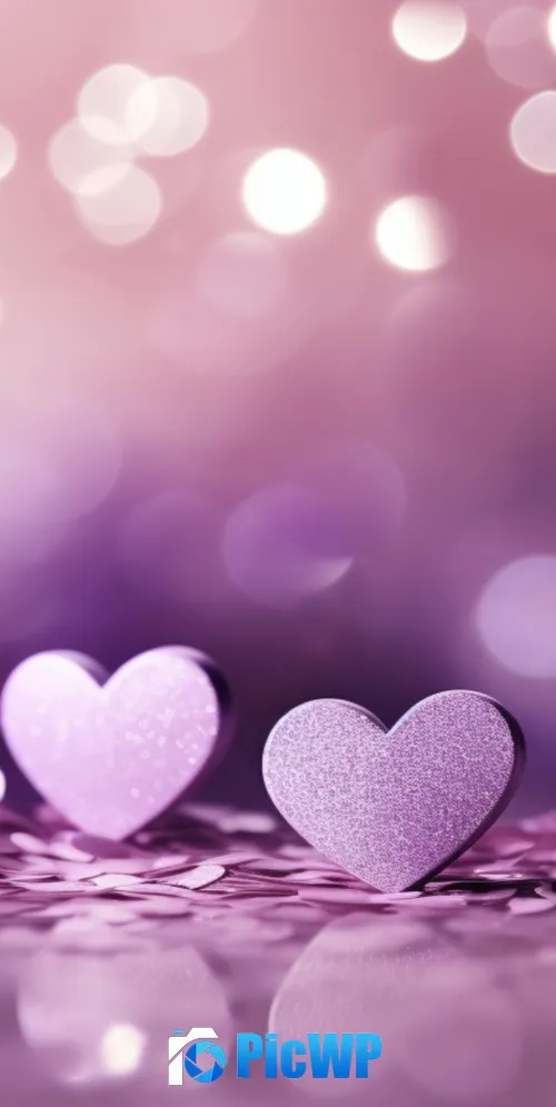 Purple hearts Glitter background 3K Mobile Wallpaper