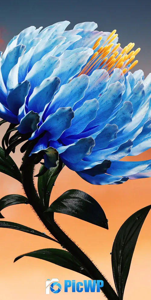 Blue flower Digital Art 3K Mobile Wallpaper