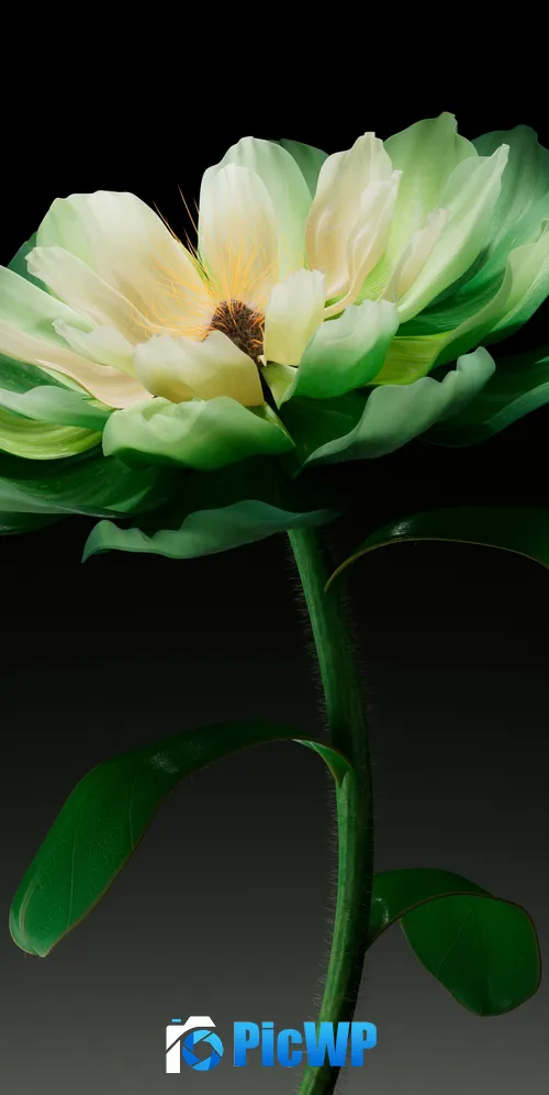 Green flower Dark background 3K Mobile Wallpaper