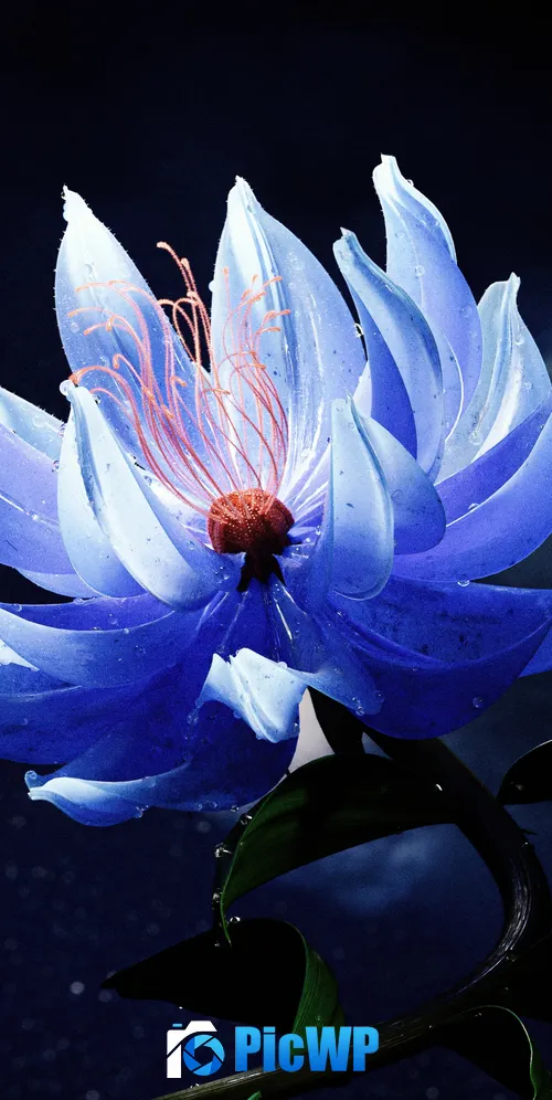 Lotus flower Blue aesthetic 3K Mobile Wallpaper