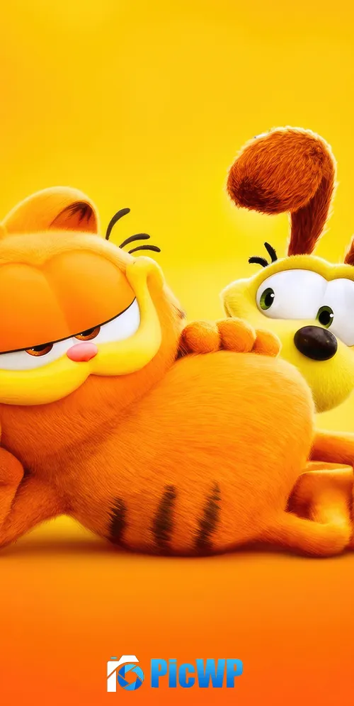 Odie and Garfield in The Garfield Movie 3K Mobile Wallpaper