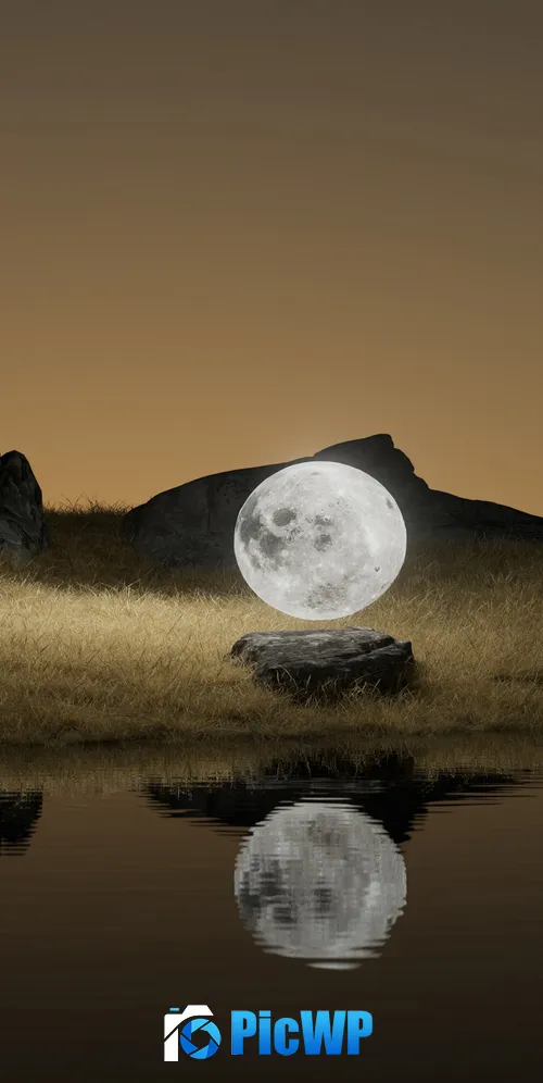 Full moon Landscape 3K Mobile Wallpaper