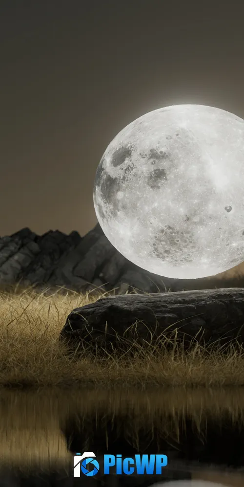 Full moon Surreal 3K Mobile Wallpaper