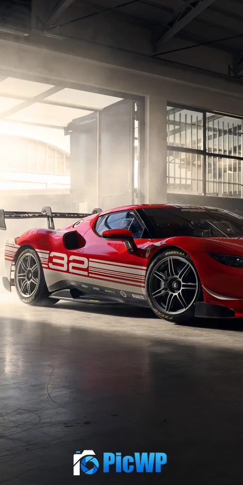 Ferrari 296 Challenge Hybrid sports car 3K Mobile Wallpaper