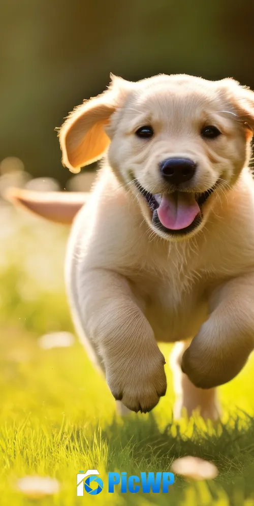 Cute puppy Running 3K Mobile Wallpaper