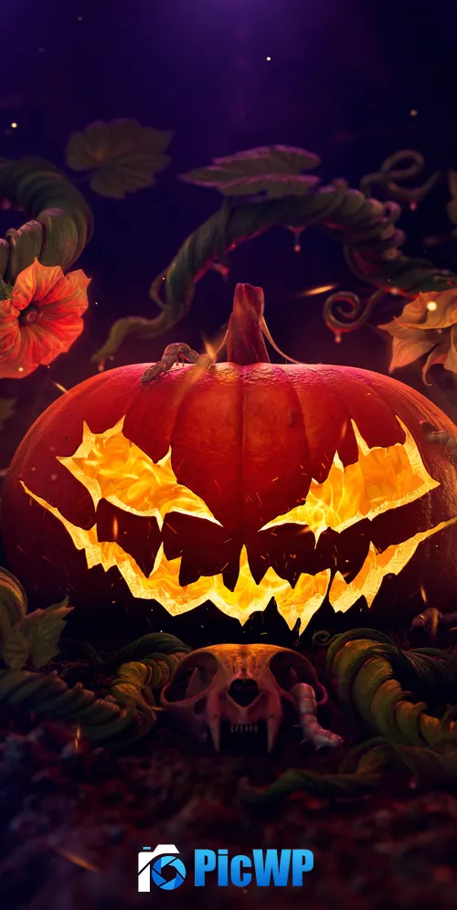 Halloween Pumpkin Surreal 3K Mobile Wallpaper