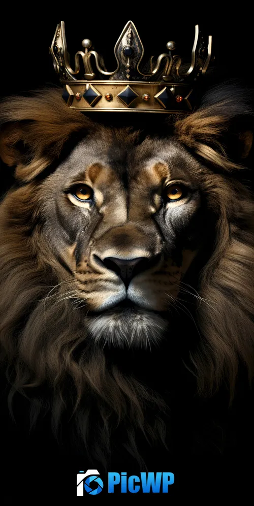 Lion Crown 3K Mobile Wallpaper