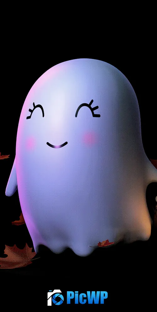 Cute ghost Halloween night 3K Mobile Wallpaper