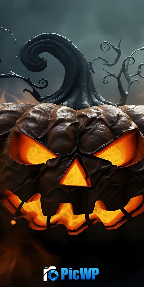 Halloween pumpkin AI art 3K Mobile Wallpaper