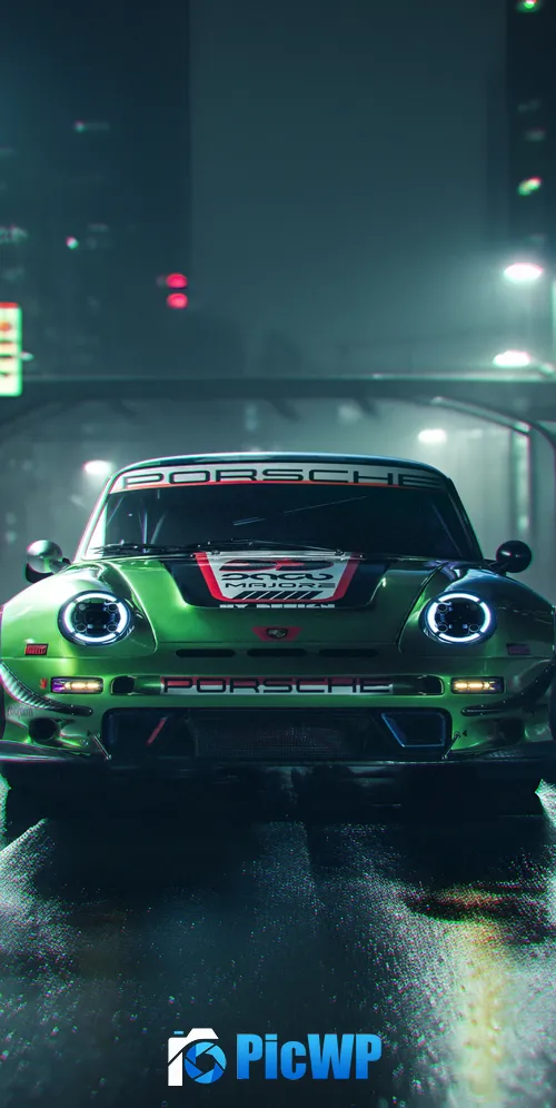 Cyberpunk Porsche 911 3K Mobile Wallpaper