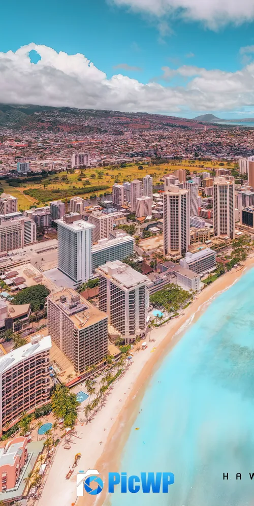 Honolulu Aerial view 3K Mobile Wallpaper