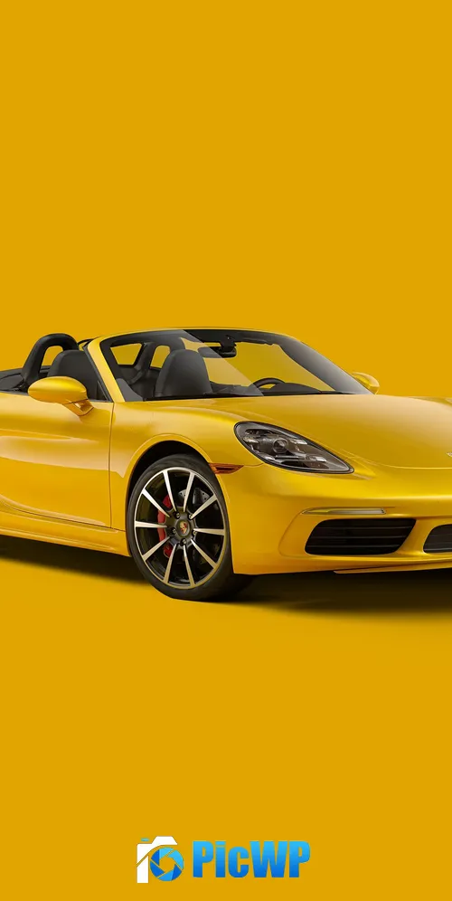 Porsche 718 Boxster Yellow aesthetic 3K Mobile Wallpaper