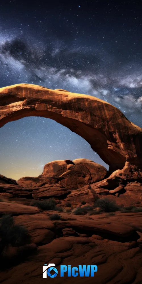 Milky Way arch Arches National Park 3K Mobile Wallpaper