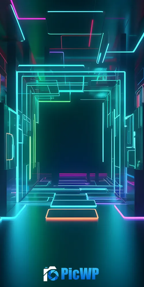 Modern interior Neon Lights 3K Mobile Wallpaper