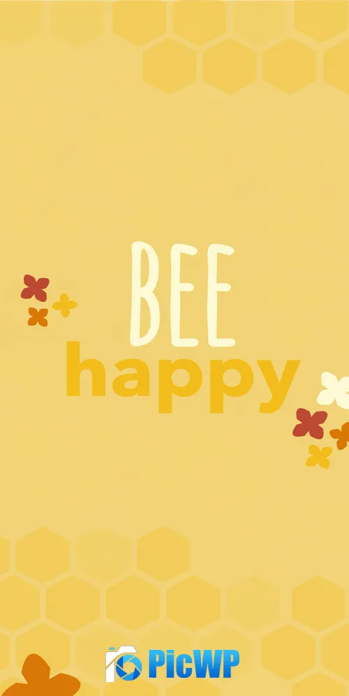 Bee happy Yellow aesthetic 3K Mobile Wallpaper