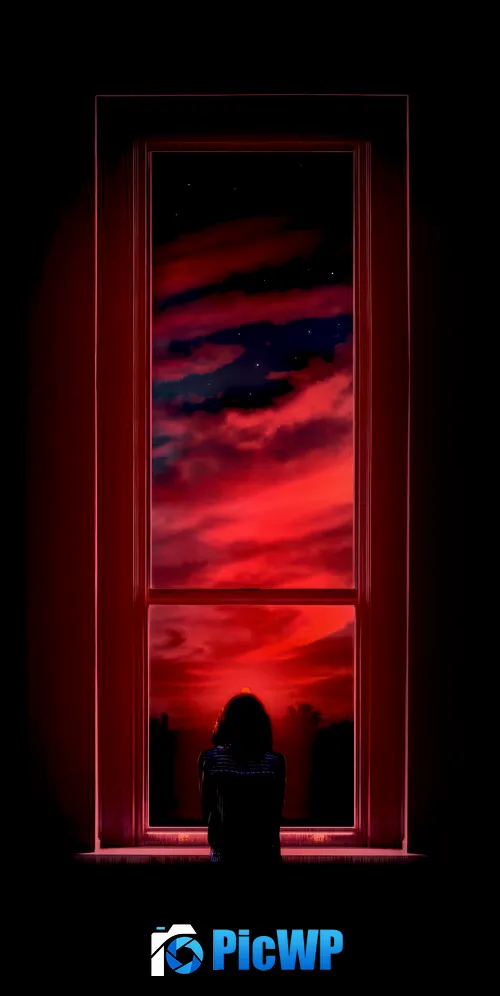 Night sky Window 3K Mobile Wallpaper