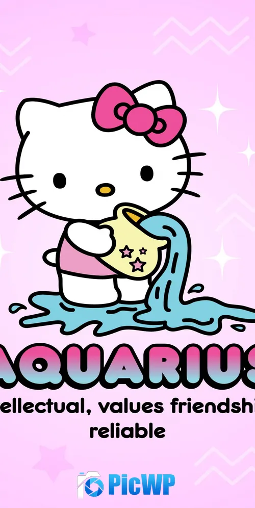 Aquarius Hello Kitty 3K Mobile Wallpaper