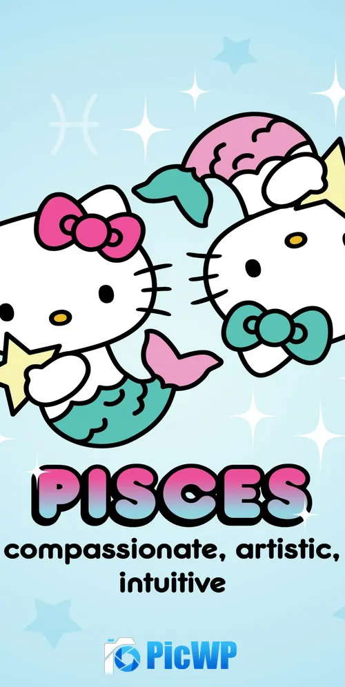 Pisces Hello Kitty 3K Mobile Wallpaper