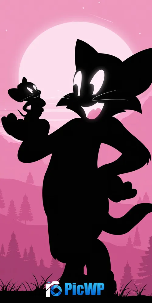 Tom & Jerry Silhouette 3K Mobile Wallpaper