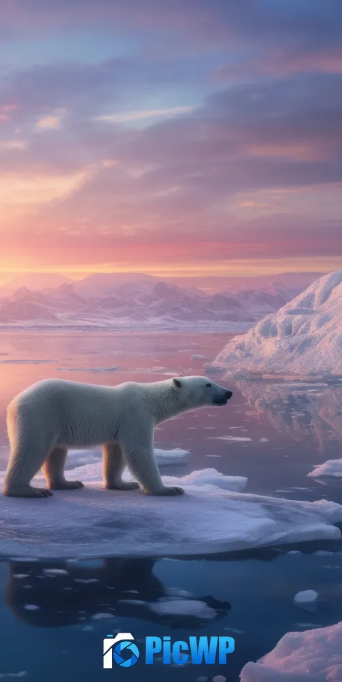 Sunrise Polar bear 3K Mobile Wallpaper