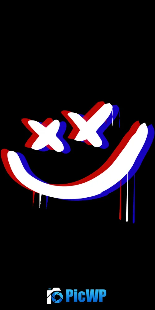 Drippy smiley Anaglyph 3K Mobile Wallpaper