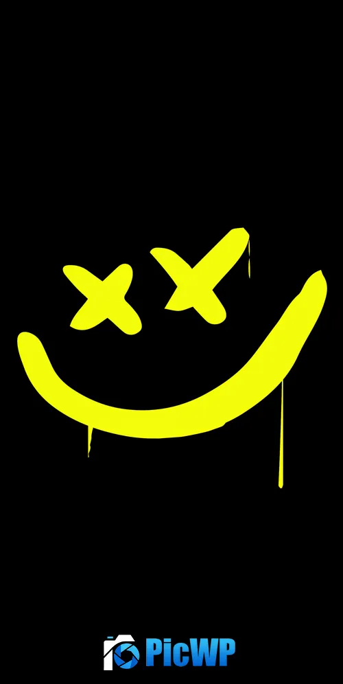 Drippy smiley Yellow smiley 3K Mobile Wallpaper