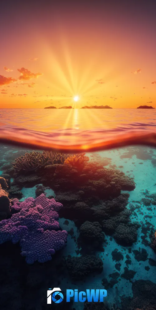 Sunset Underwater 3K Mobile Wallpaper