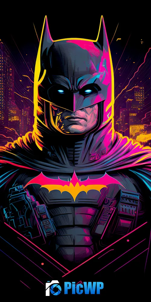 Batman Neon art 3K Mobile Wallpaper
