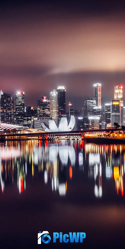 Marina Bay Night City 3K Mobile Wallpaper