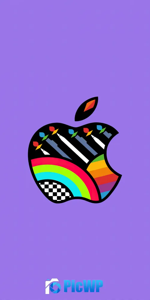 Apple logo Purple background 3K Mobile Wallpaper