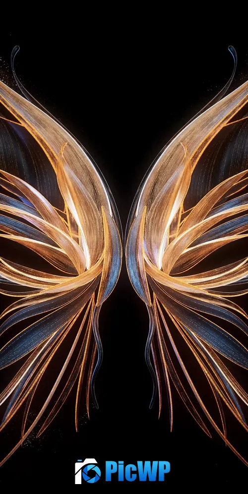 Angel wings Black background 3K Mobile Wallpaper
