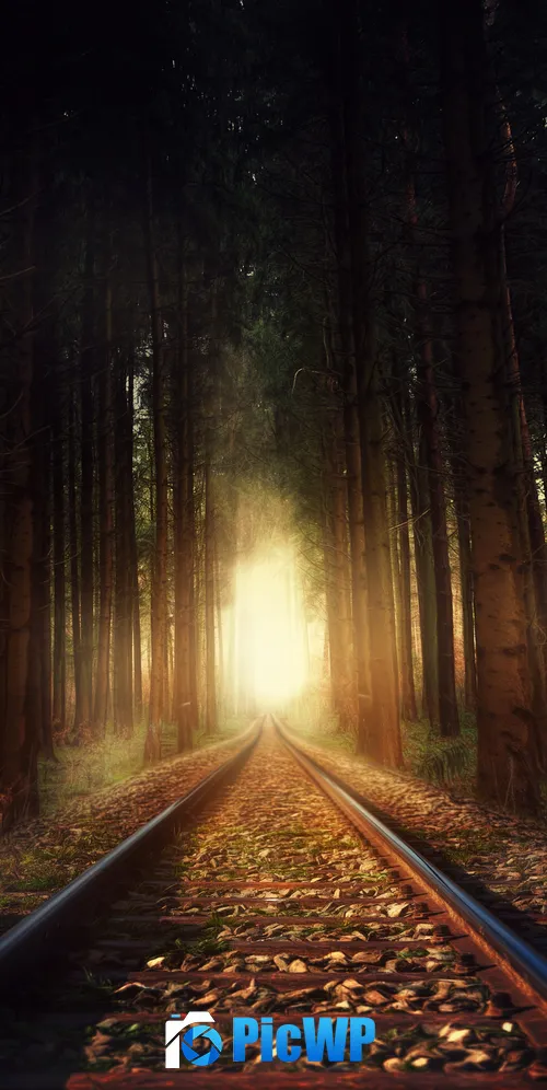 Forest Railway track 3K Mobile Wallpaper