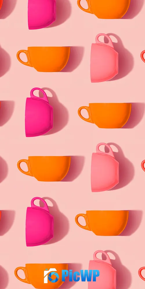 Tea cups Pink cups 3K Mobile Wallpaper