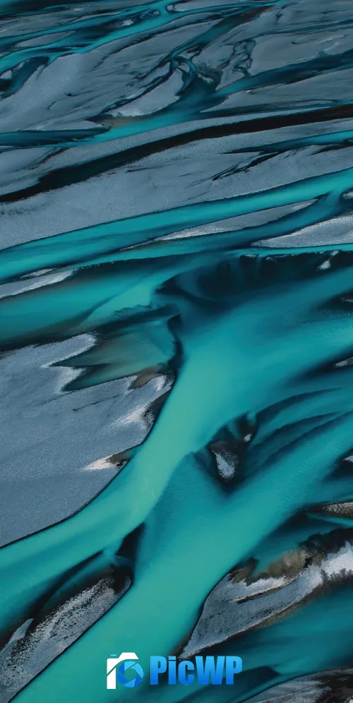 Braided river Aerial view 3K Mobile Wallpaper