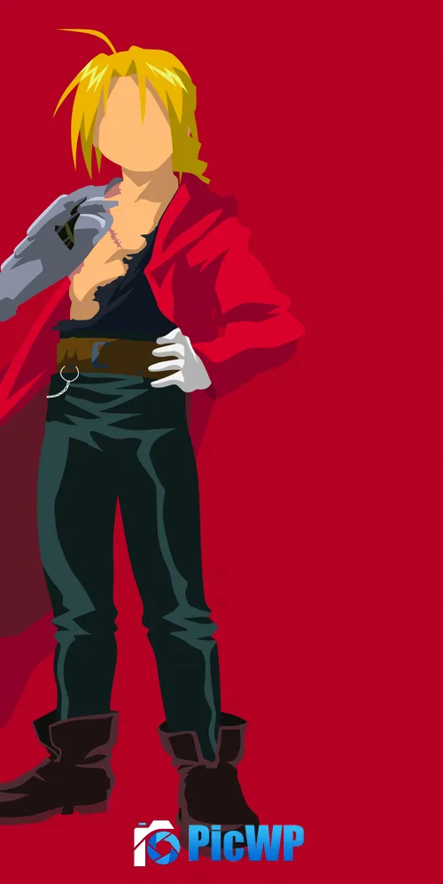 Edward Elric Red background 3K Mobile Wallpaper
