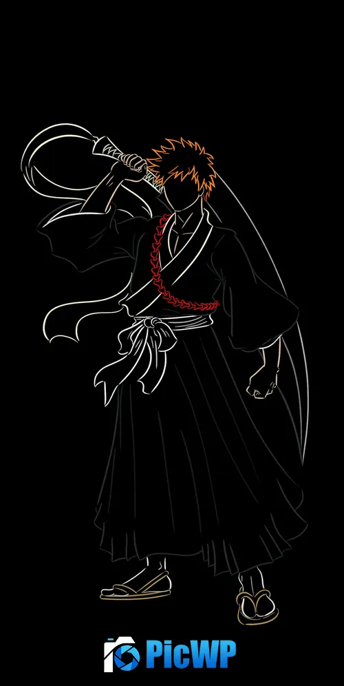 Ichigo Kurosaki Black background 3K Mobile Wallpaper