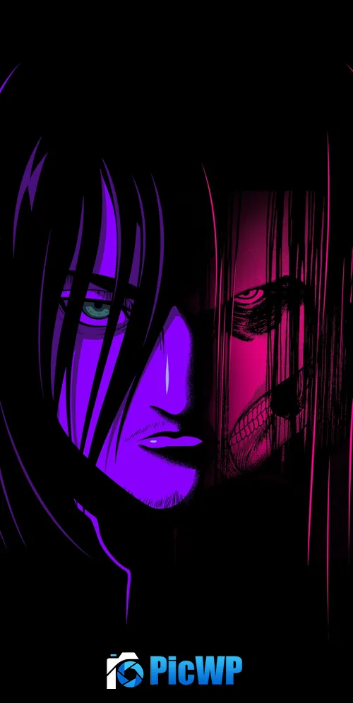 Eren Yeager Neon art 3K Mobile Wallpaper