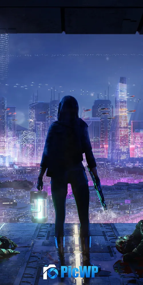 Cyberpunk Hunter 3K Mobile Wallpaper