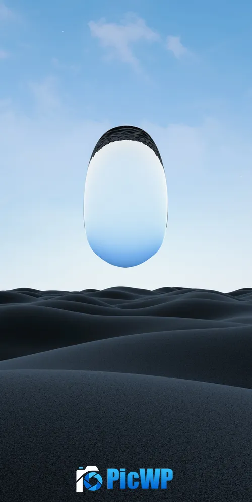 Surreal glass floating over desert 3K Mobile Wallpaper