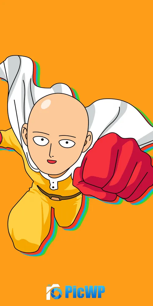 Saitama Yellow background 3K Mobile Wallpaper