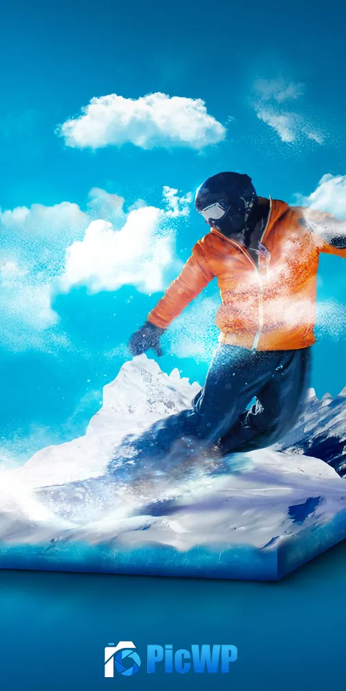 Snowboarding Surreal 3K Mobile Wallpaper
