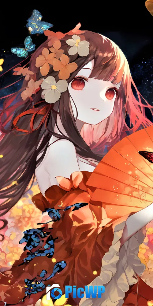 Anime girl Butterflies 3K Mobile Wallpaper