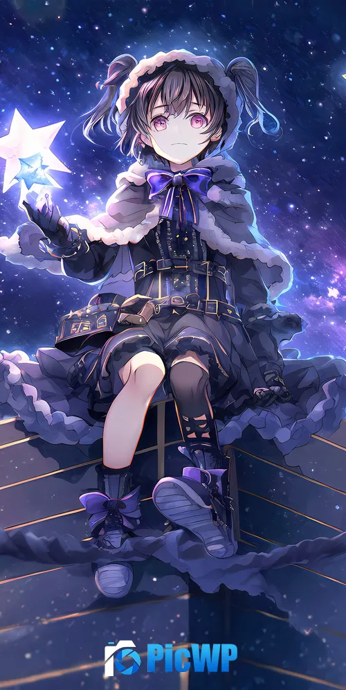 Anime girl Stars 3K Mobile Wallpaper