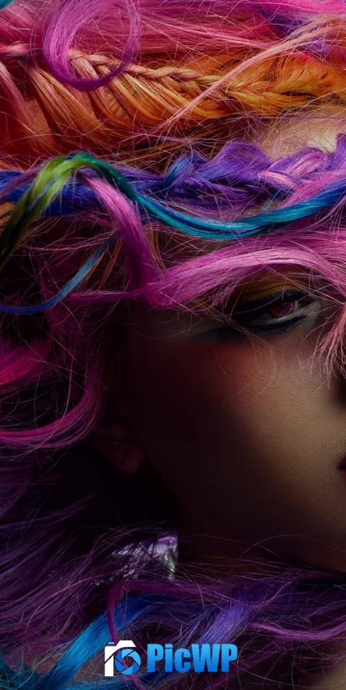 Colorful hair Makeup 3K Mobile Wallpaper