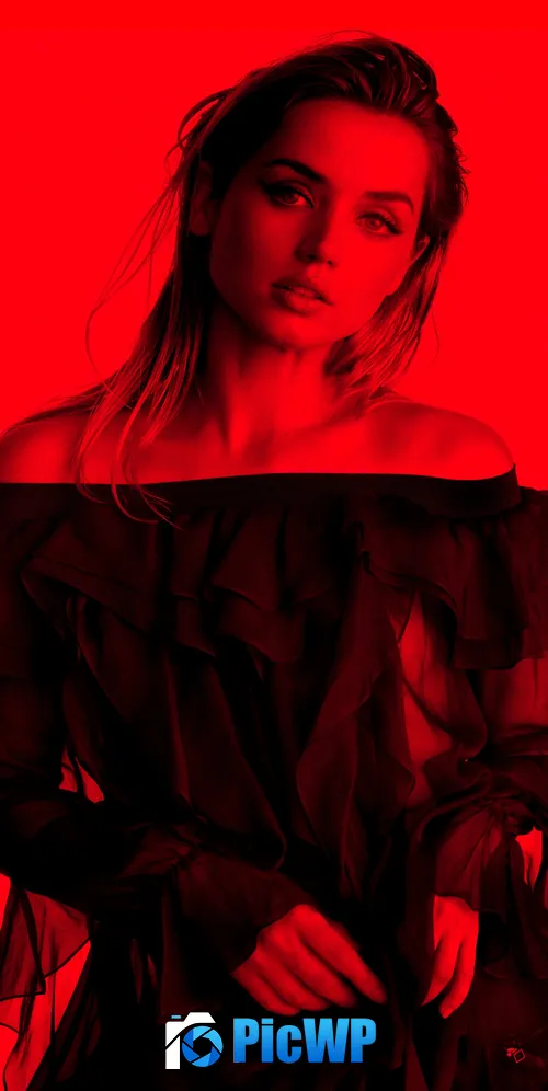 Ana de Armas Red 3K Mobile Wallpaper