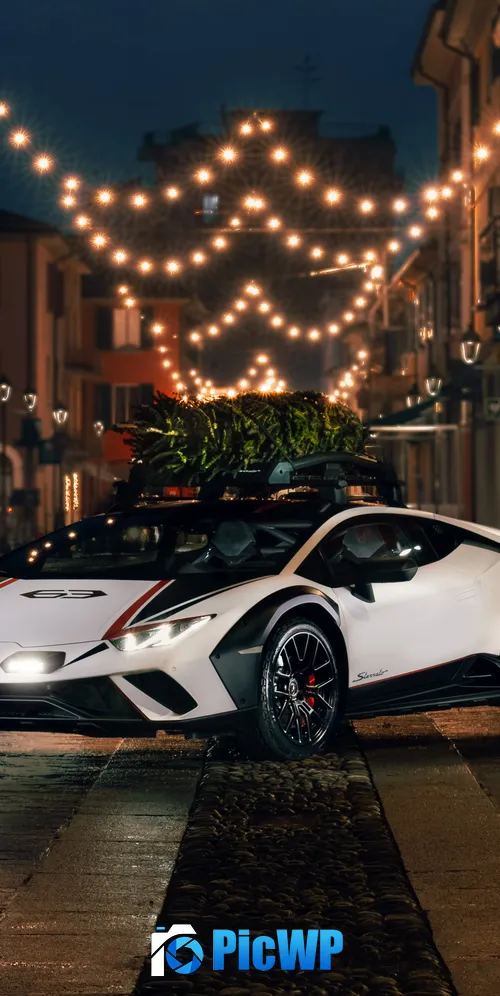 Lamborghini Huracán Tecnica Christmas Eve 3K Mobile Wallpaper
